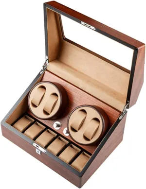 Winder with 2 3/4 6 Slot Watch Storage Display Box Wood Luxury with QuietMotor Flexible straightforward forestall toolmaker vocabulary loosen Watch Pillow 4 Rotation Mode Fit Lady and Man Watches (A 4 6) Automatic Watch 