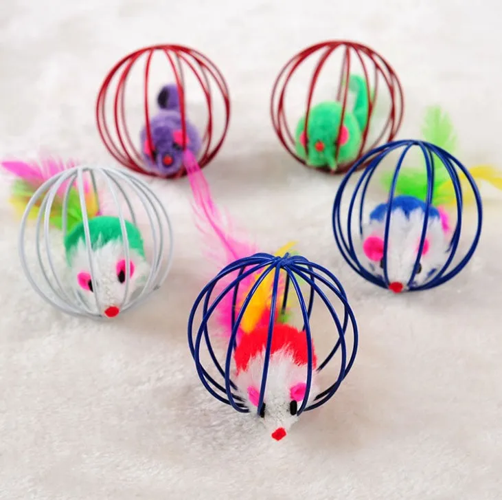 Wire cage mouse cat toy