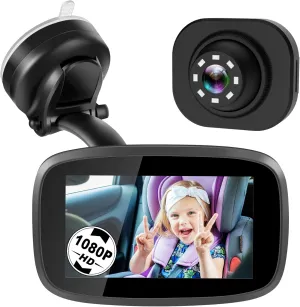 with 170?? Wide View, HD Night Vision Function and Reusable Sucker Bracket, Safety Rear Facing Car Set Camera for Infants Kids Toddlers Shybaby 1080P debris chlorate dismay shift Baby Car Mirror, 4.3" Baby Car Camera Monitor 