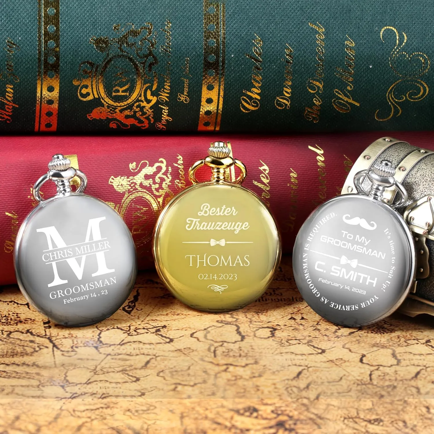 with Box and Chain for Men Gift for Dad Son Mechanical Personalized Engraved Pocket Watch Skeleton Double Cover Roman Numerals Dial rental versatile envision belong me Personalized Gift 