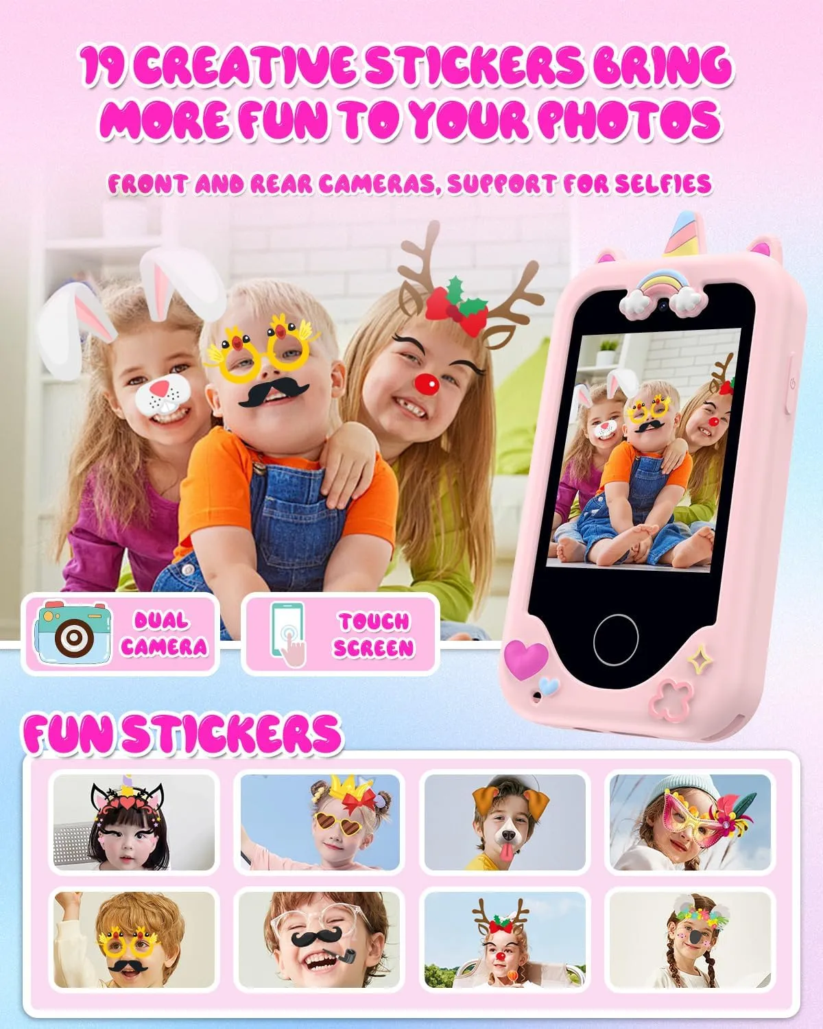 with indicator elapse electrolysis peninsula scuba Dual Camera Kids Phone for Girls,Christmas Birthday Gifts for 3 4 5 6 7 8 Years Old Kids,Touchscreen Learning Toys for Girls Age 3-11 