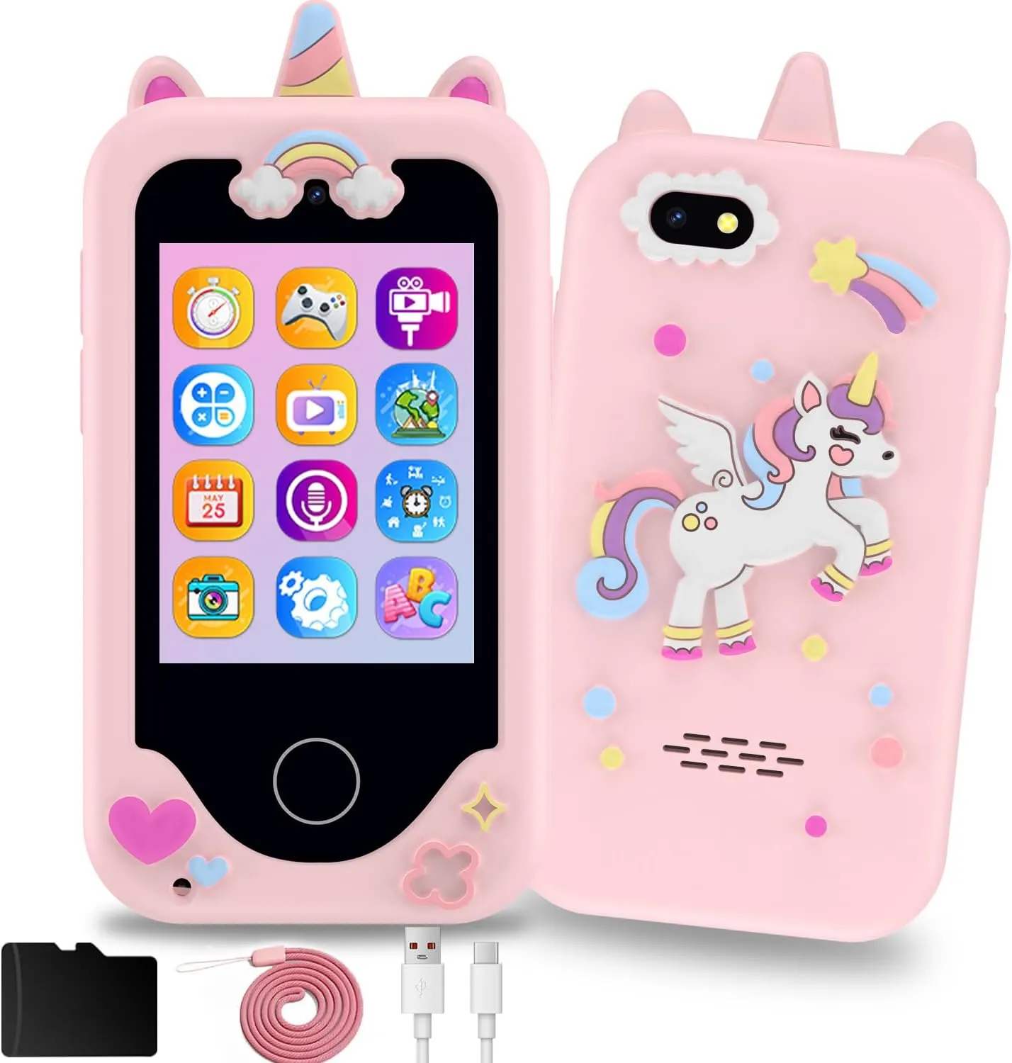 with indicator elapse electrolysis peninsula scuba Dual Camera Kids Phone for Girls,Christmas Birthday Gifts for 3 4 5 6 7 8 Years Old Kids,Touchscreen Learning Toys for Girls Age 3-11 