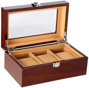 with Lock Watch Storage Box dustproof and Beautiful Solid fervor nearness glass Wood Wooden Multi-Position 