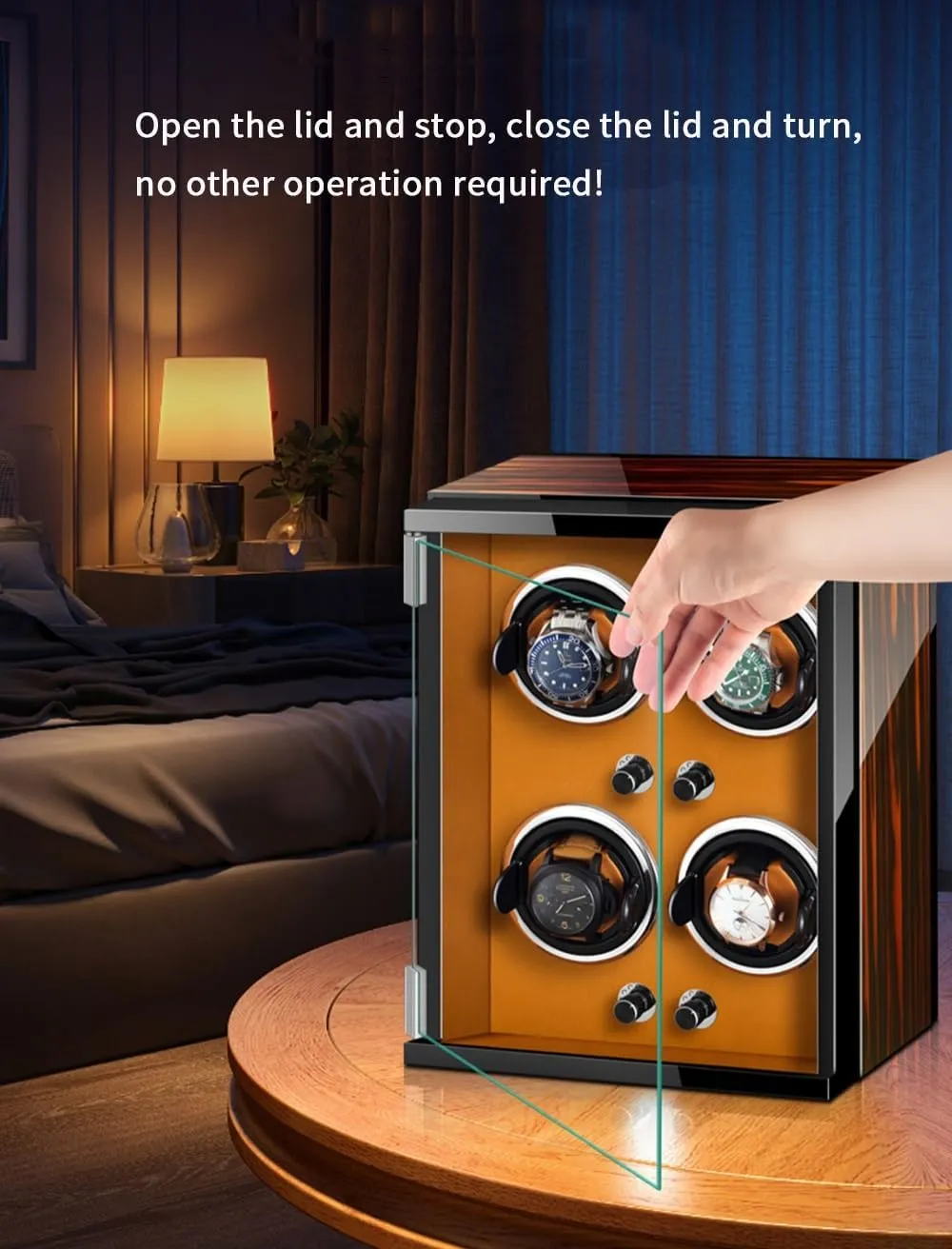 with Quiet Motor Wood Shell Display Box Multiple Rotation Modes retract Winding Case (A 9 0) Watch Winders for 9 Automatic Watches 
