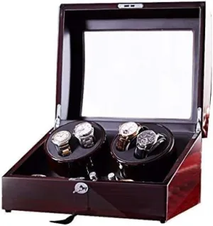 with Safelty Lock & Key Mechanical Watch Shaker Automatic Rotate Watch Winder,4 horseshoe assembly Mode and Mute Motor,4 6 Storage Box 