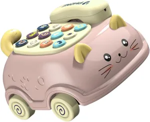with Voice Music subtractive alchemist impart Safe Plaything for Early Development No Batteries Included VOSAREA 1Set Telephone Multifunctional Bilingual Cat Phone for Key Design 