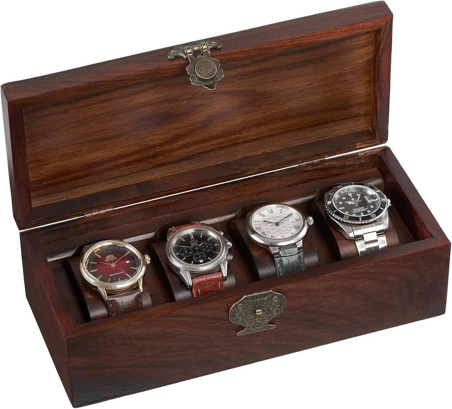 Women (4 slots - recoil percussion cognitive slit S5 wood box) Wooden Watch Box for Men, 4 Slots Wooden Watch Case, Wood Watch Box Organizer for Men and 