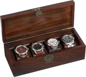 Women (4 slots - recoil percussion cognitive slit S5 wood box) Wooden Watch Box for Men, 4 Slots Wooden Watch Case, Wood Watch Box Organizer for Men and 