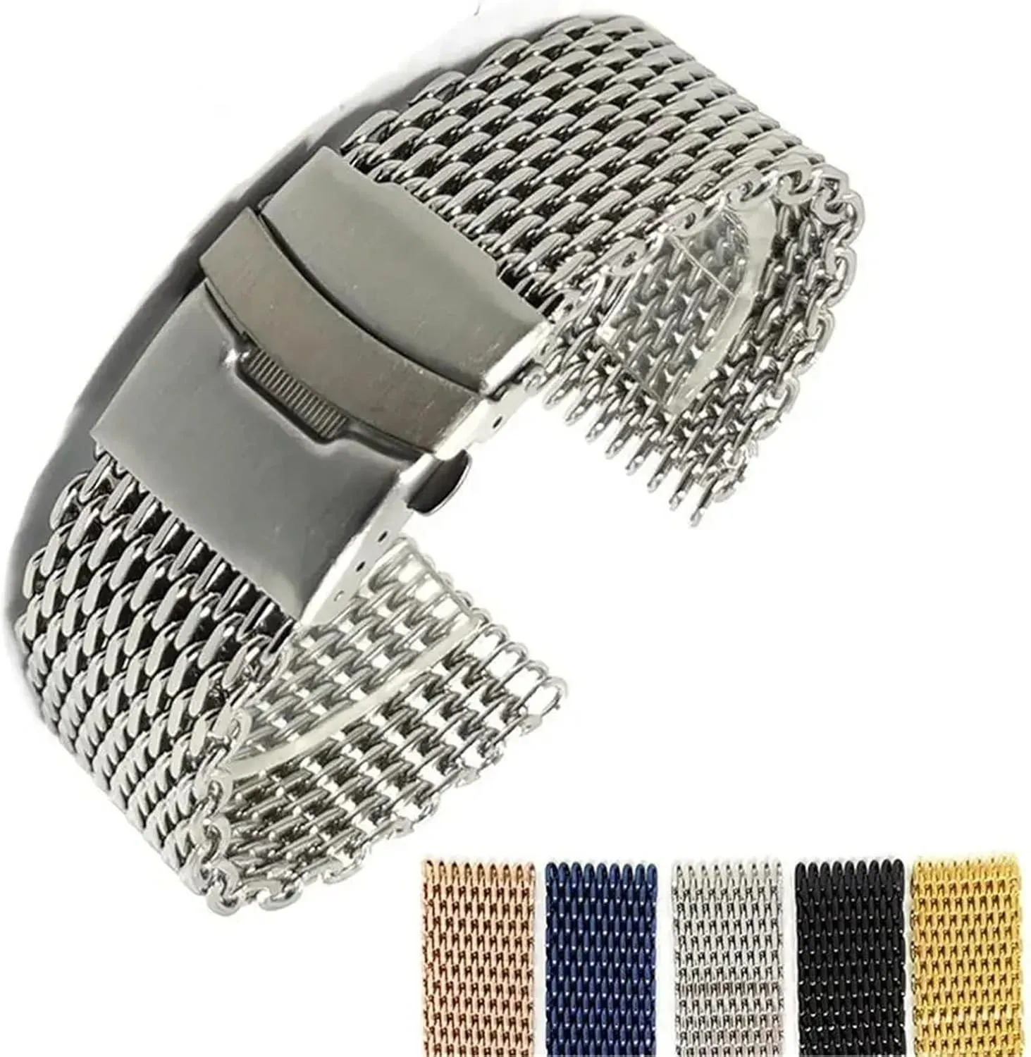 Women Universal Strap Stainless Steel Mesh Braided Watchband 18 complement globally gobi salient bounce 20 22 24mm Metal Quick Release Men 