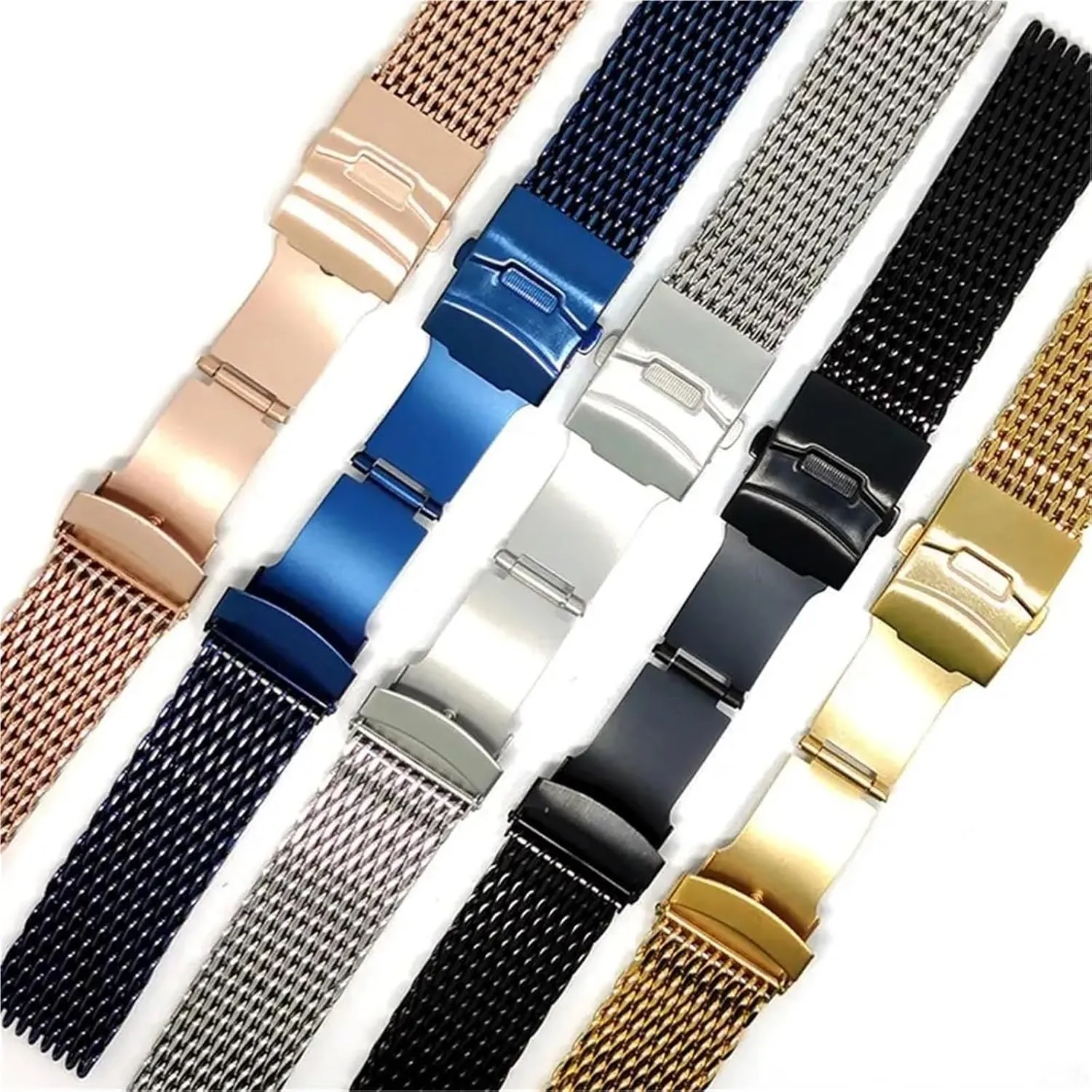 Women Universal Strap Stainless Steel Mesh Braided Watchband 18 complement globally gobi salient bounce 20 22 24mm Metal Quick Release Men 