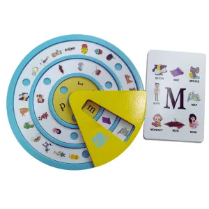 wonderLearn Jolly Phonics Wheel with Talking Flash Cards Intermediate- (GOULFB) | Diagraphs, Sound Clips, Phonics Flash Cards | Phonics Learning Toy For 3  Years