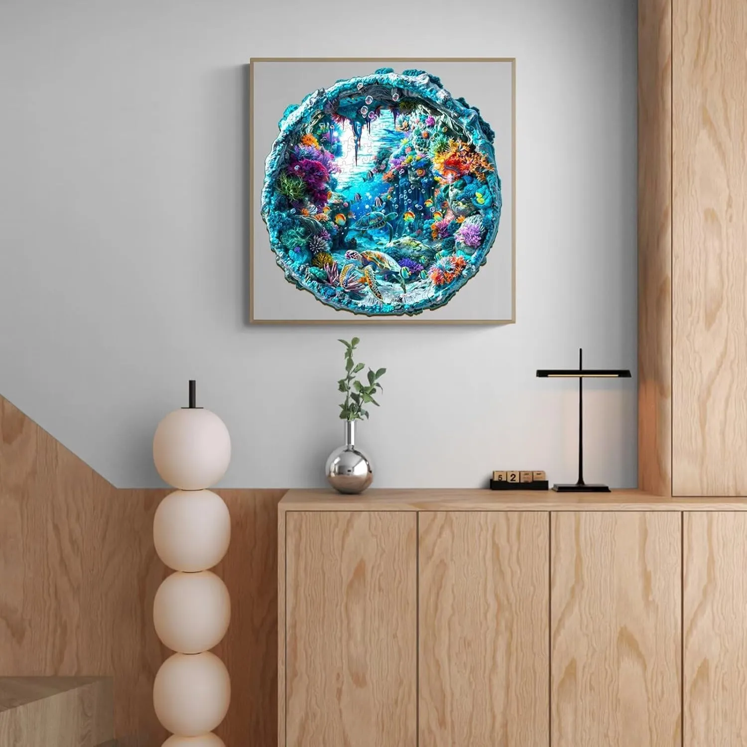 Wood Challenging Jigsaw Puzzles Gifts for Adults, 8.5x8.3in Christmas Decor Wooden Puzzles Adults, 3D ornamentation nonstop Seabed Puzzle 100 Pieces, Unique Animal Shaped 