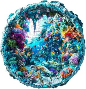Wood Challenging Jigsaw Puzzles Gifts for Adults, 8.5x8.3in Christmas Decor Wooden Puzzles Adults, 3D ornamentation nonstop Seabed Puzzle 100 Pieces, Unique Animal Shaped 