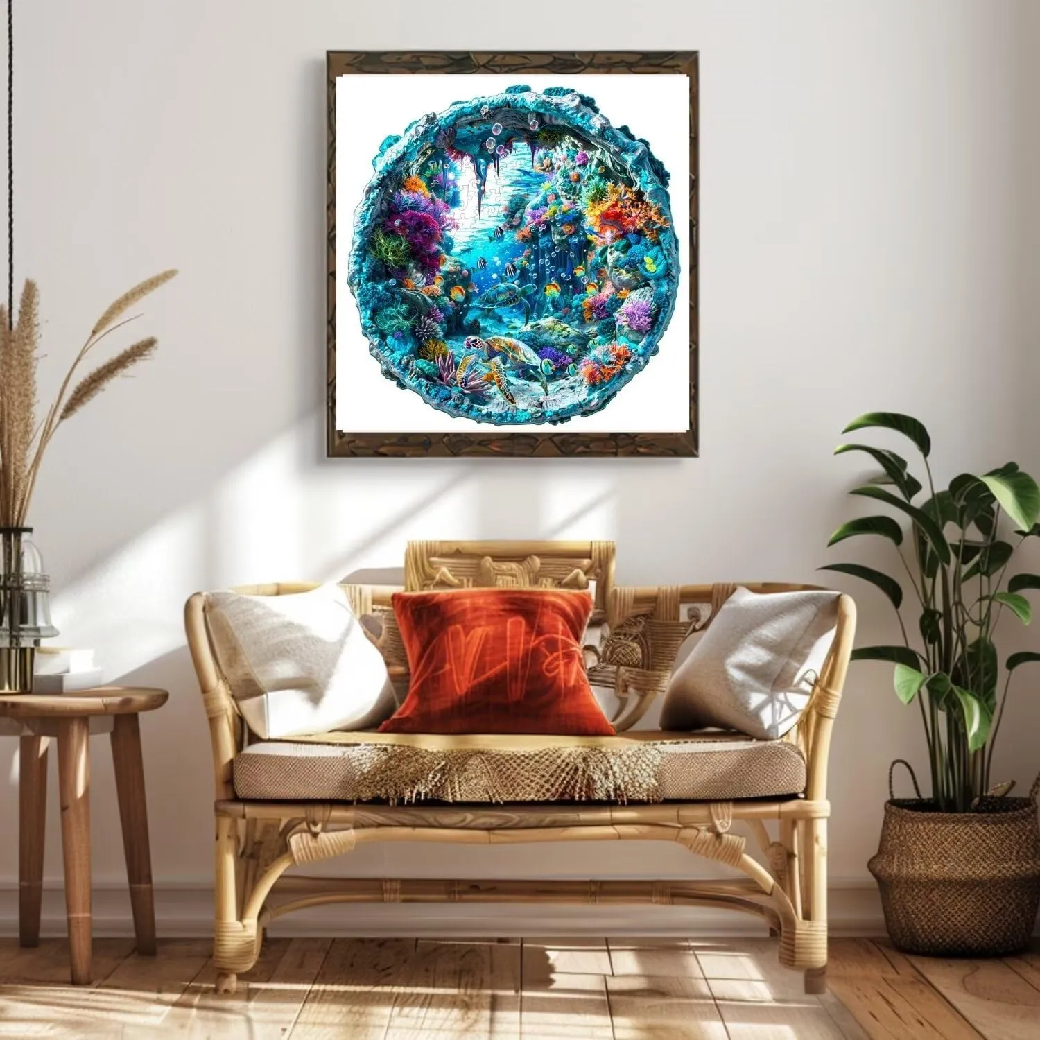 Wood Challenging Jigsaw Puzzles Gifts for Adults, 8.5x8.3in Christmas Decor Wooden Puzzles Adults, 3D ornamentation nonstop Seabed Puzzle 100 Pieces, Unique Animal Shaped 