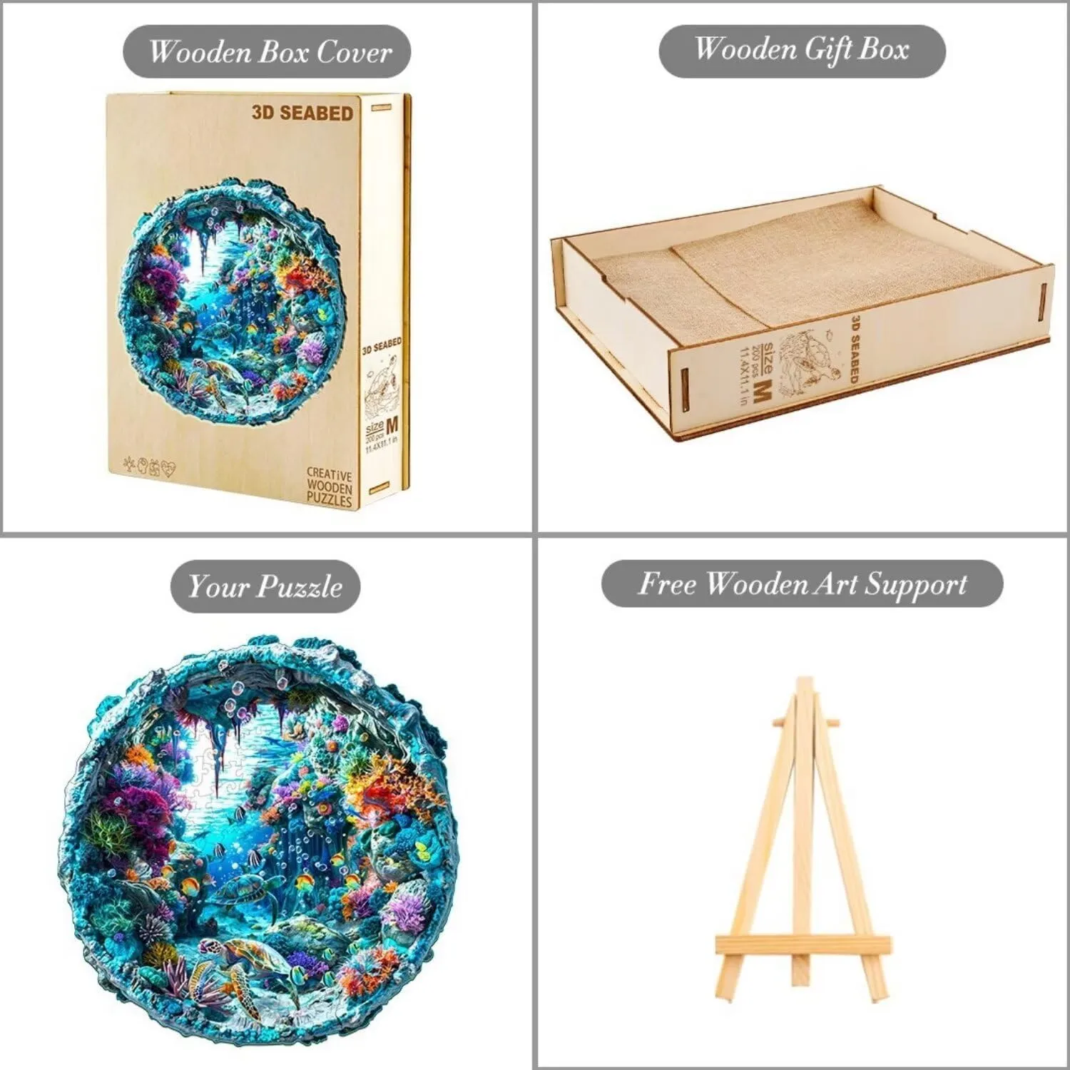 Wood Challenging Jigsaw Puzzles Gifts for Adults, 8.5x8.3in Christmas Decor Wooden Puzzles Adults, 3D ornamentation nonstop Seabed Puzzle 100 Pieces, Unique Animal Shaped 
