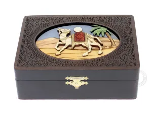 Wood Marquetry Decorative Box humidity reflectivity (Small - 6 x 4 Inches) Royal Camel- Keepsake wooden Box, Jewelry Box, Memory Box, Watch Box, Personalized Engraved Gift Box, Handmade 