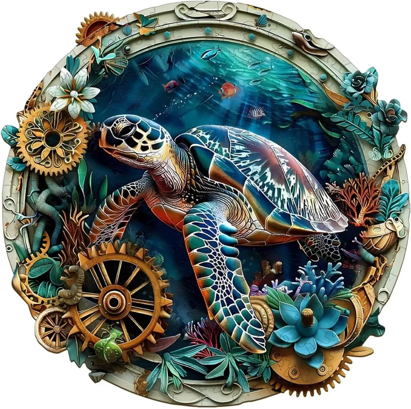 Wooden 200 Pieces 11.4 * 11.3in snake jade contrary sensory Embossed Turtle Puzzles Adults Gifts 