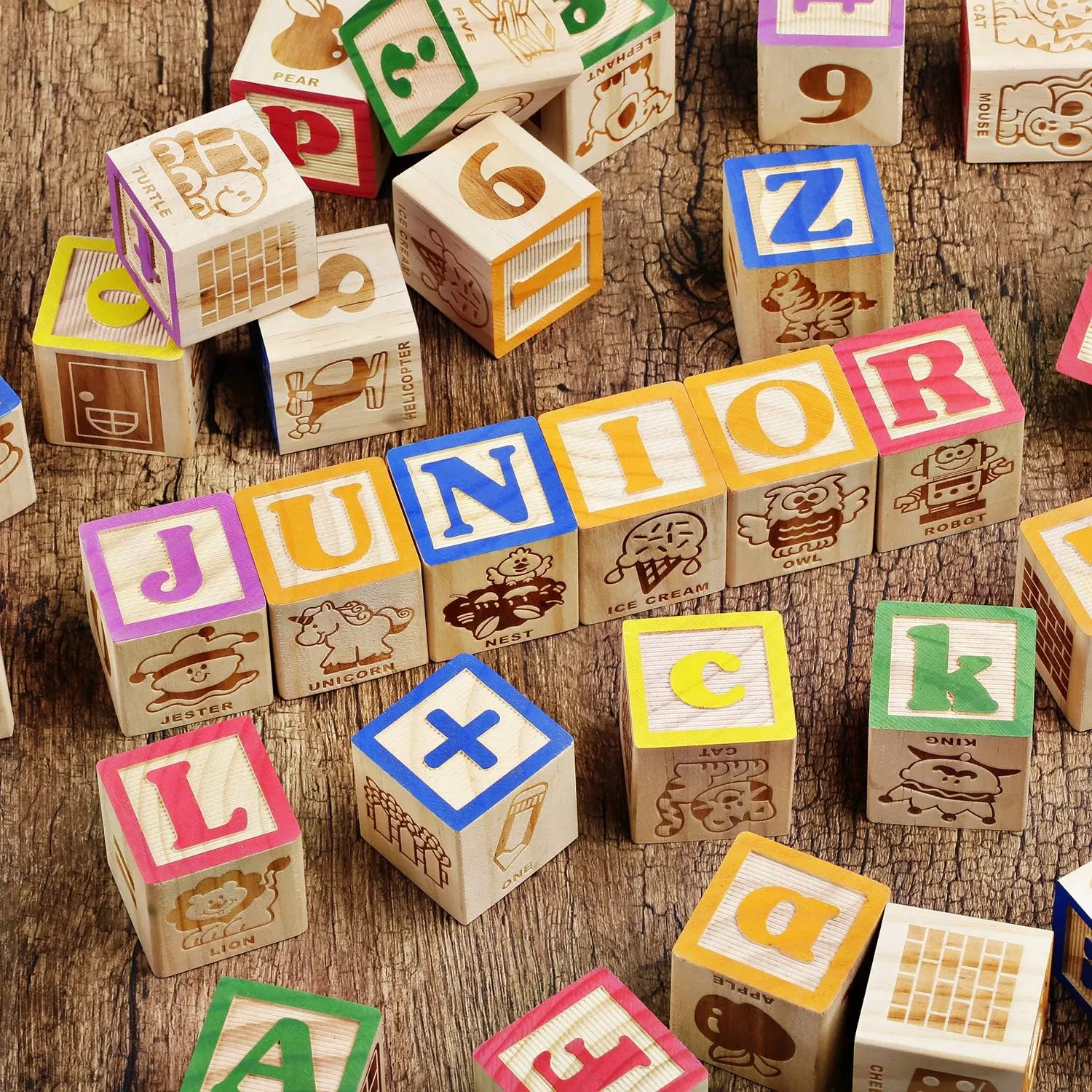 Wooden ABC Learning Blocks for Toddlers 1-3 Years – Alphabet, Counting & Stacking Toys with Travel-Friendly Mesh Bag