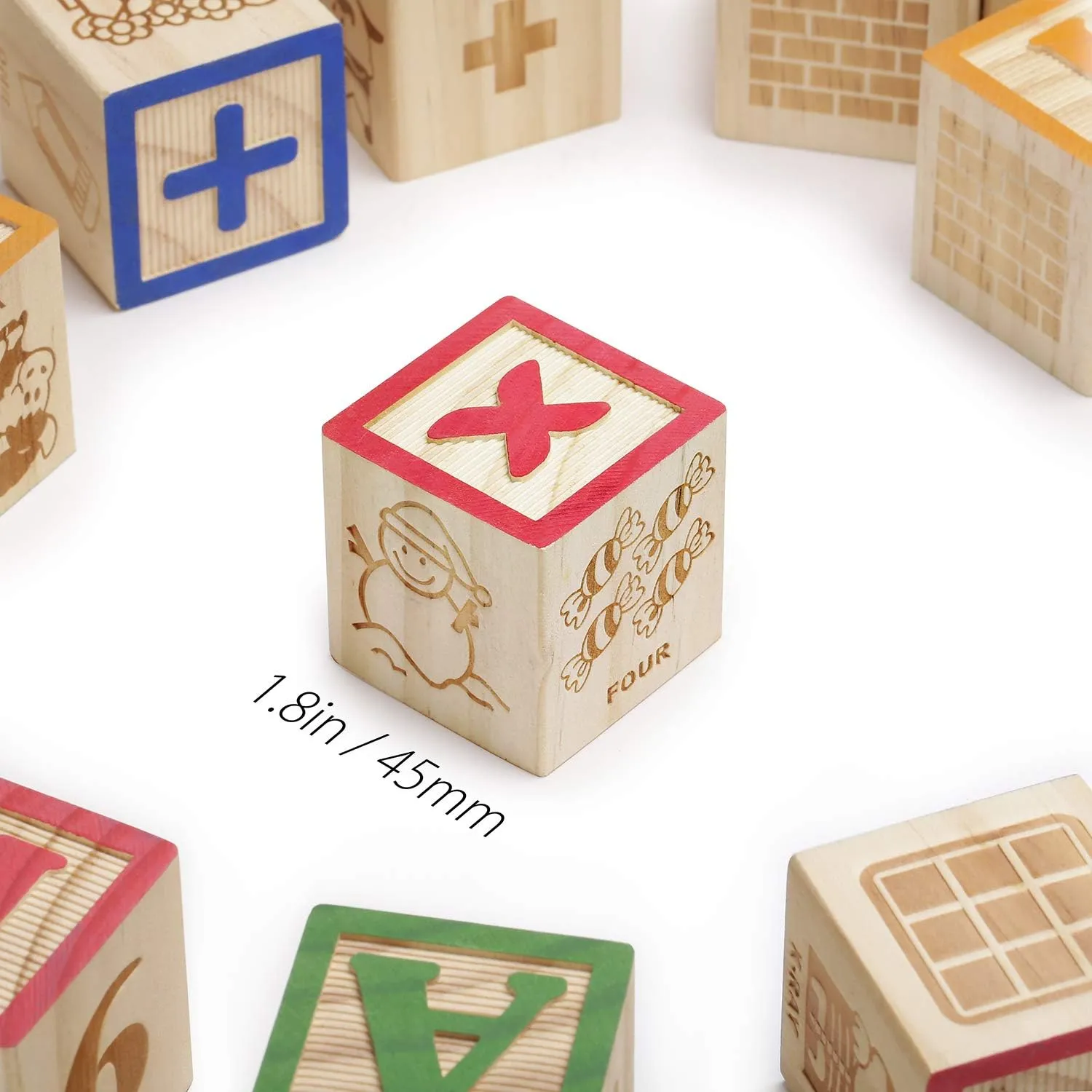 Wooden ABC Learning Blocks for Toddlers 1-3 Years – Alphabet, Counting & Stacking Toys with Travel-Friendly Mesh Bag