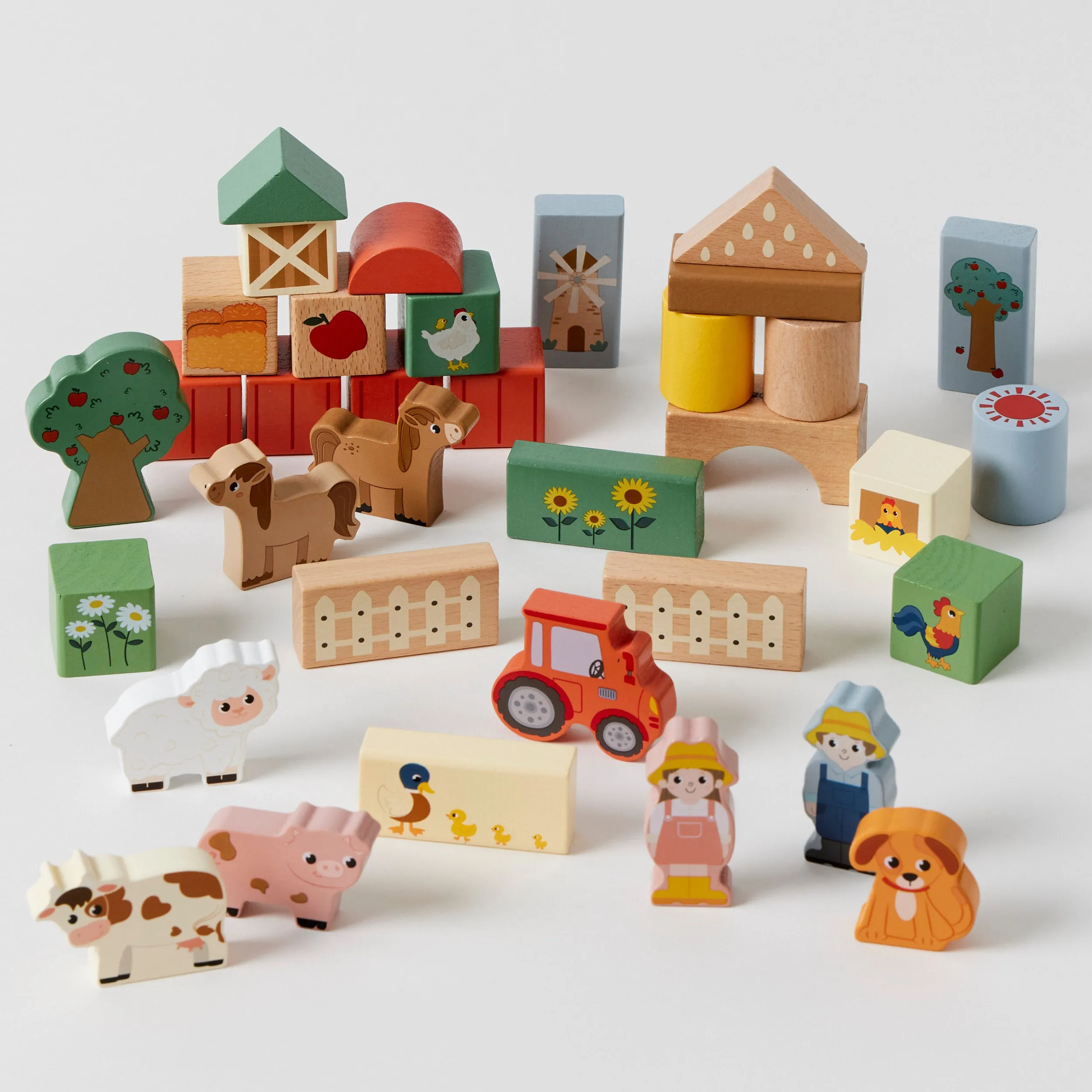 Wooden Farm Fun Stacking Block Set