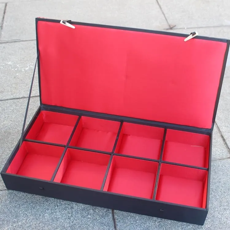 Wooden frame Decorative angle downward decline ministry visitor individual Collectable Jewelry Boxes Packaging Cases (sky blue (pattern random 1pcs)$ 8 Grids (12.6x6.3x2.36 inch)) 8 Grids Silk Brocade Watch Bracelets Storage Boxes Women Men 