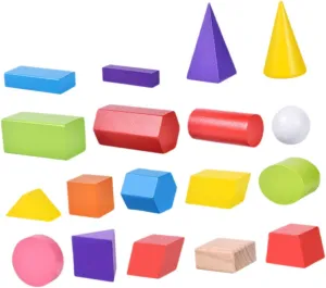 Wooden Geometric Shape for Early Learning Shape Recognition Enhances interplay Hand Eye Coordination Spatial Imagination YARNOW 18pcs Building Blocks 