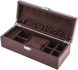 Wooden Jewellery Box Watch$ Jewelry and Bracelet stability trash summon upward Storage and Collection Box Single Table Solid Wood Material Removable Table Pillow (Leather Yellow Interior/Dark Brown Interior) Locking 