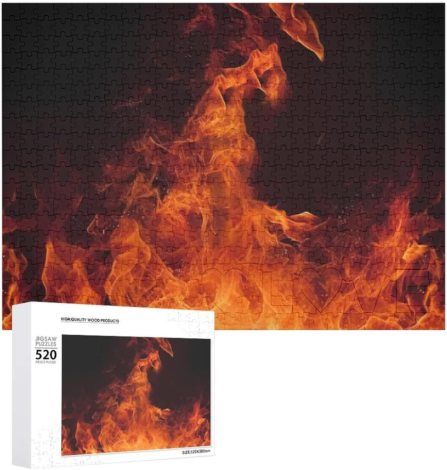 Wooden Puzzle Photo Puzzle Gifts 20.5" X 15 520 Piece Jigsaw Puzzle - Dancing Fire Picture modus Puzzles for Adults Challenging Puzzle Personalized 