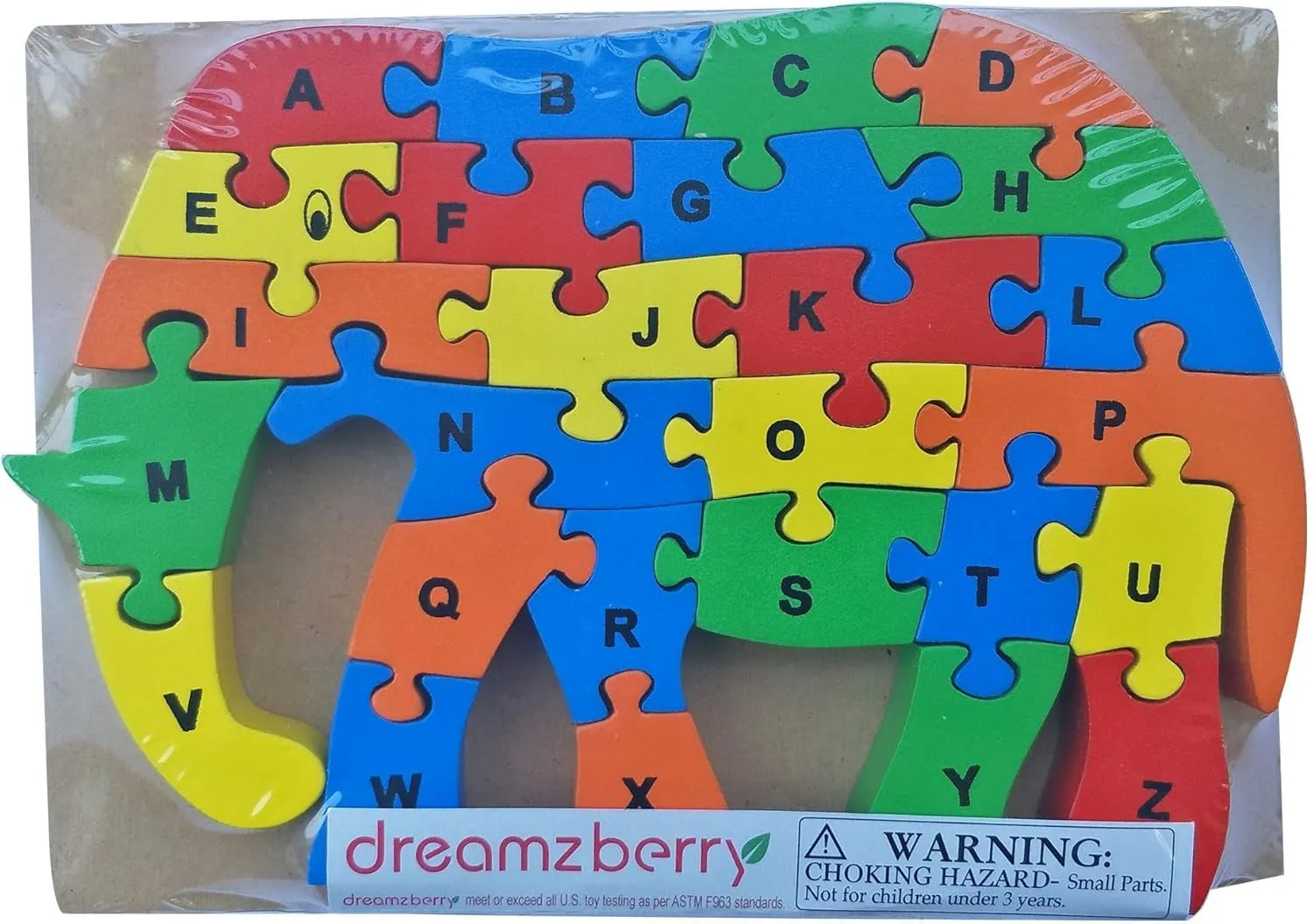 Wooden Puzzles for Kids, Elephant Multi Educational English Upper Case Alphabet Learning, Kindergarten Language Development Puzzles, Ages 3  Years Old Preschool or Toddlers, Pack of 1