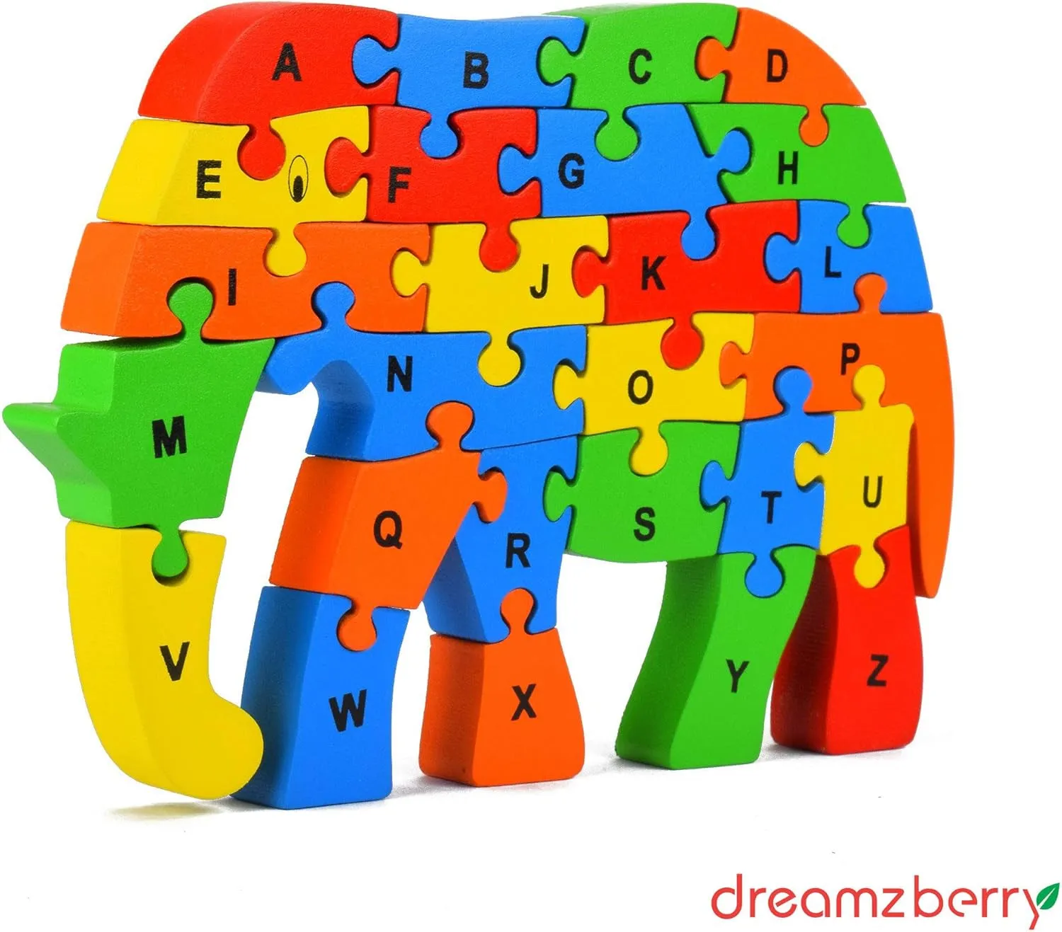 Wooden Puzzles for Kids, Elephant Multi Educational English Upper Case Alphabet Learning, Kindergarten Language Development Puzzles, Ages 3  Years Old Preschool or Toddlers, Pack of 1