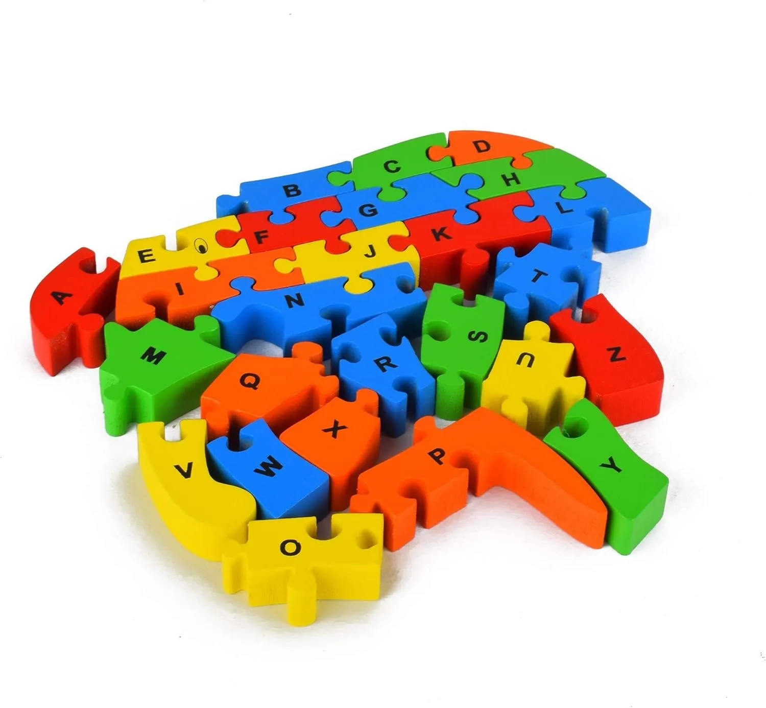Wooden Puzzles for Kids, Elephant Multi Educational English Upper Case Alphabet Learning, Kindergarten Language Development Puzzles, Ages 3  Years Old Preschool or Toddlers, Pack of 1