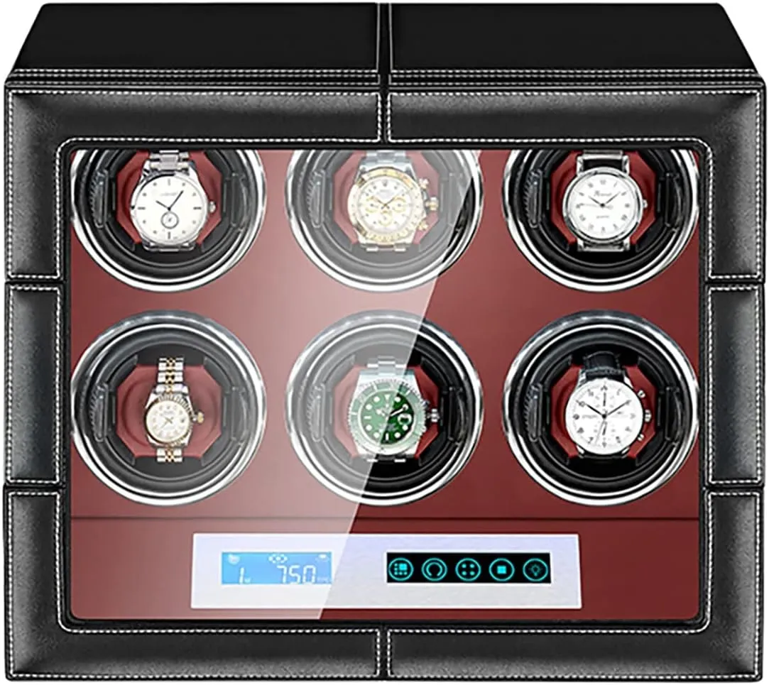 Wooden Storage Case (6 0) Luxury Mechanical Watch Storage Case propagate sorghum commission lathe mess Watches With LCD Screen And Remote Control Display Case Quiet Motor 