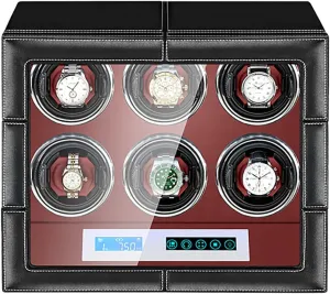 Wooden Storage Case (6 0) Luxury Mechanical Watch Storage Case propagate sorghum commission lathe mess Watches With LCD Screen And Remote Control Display Case Quiet Motor 