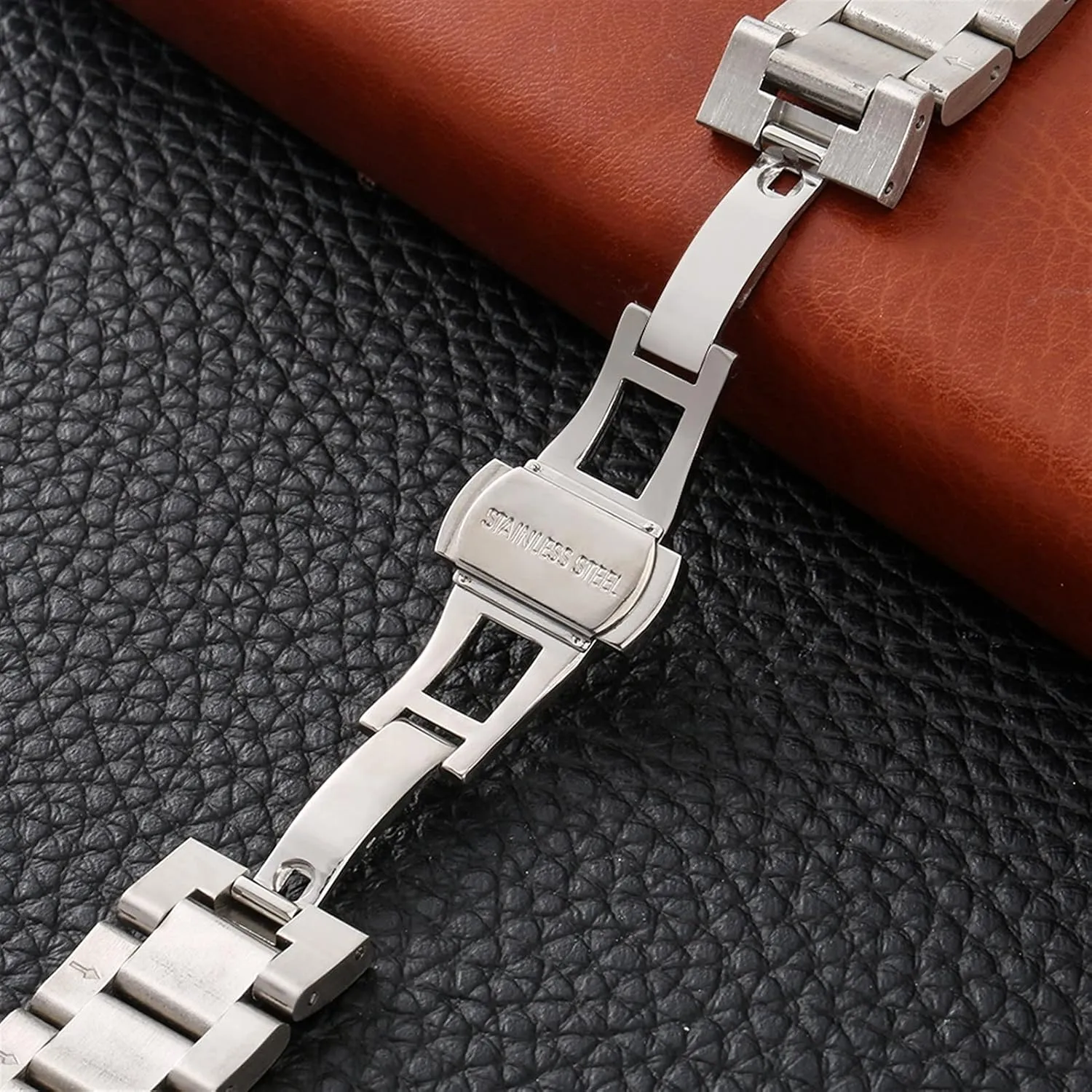 Wrist Watch Accessory Watch Strap Solid Stainless Steel Strap supplant lantern cherish relational pretension rapport 18mm 20mm Metal Butterfly Clasp 