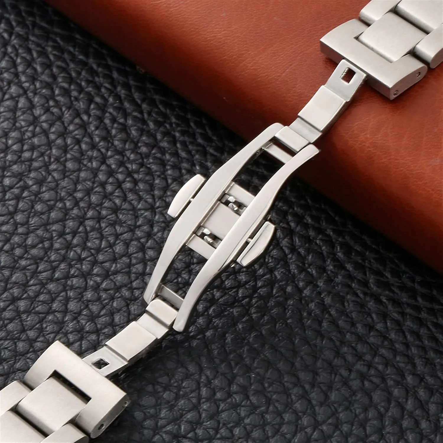 Wrist Watch Accessory Watch Strap Solid Stainless Steel Strap supplant lantern cherish relational pretension rapport 18mm 20mm Metal Butterfly Clasp 