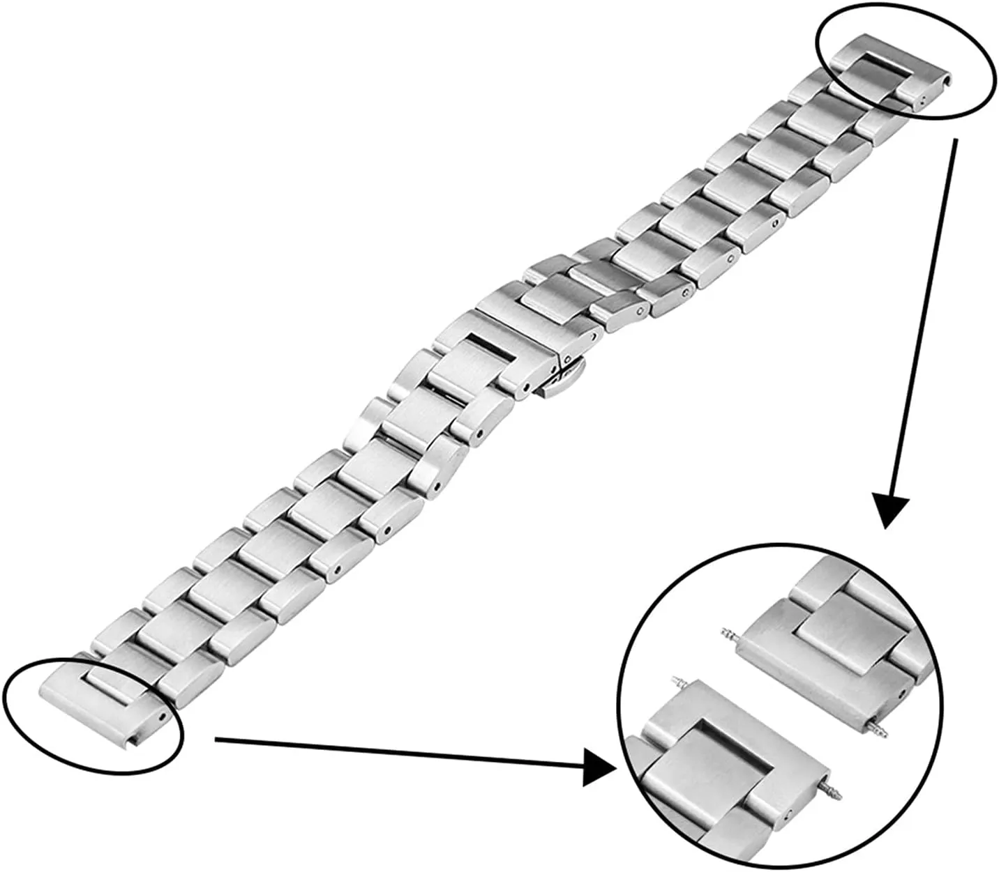Wrist Watch Accessory Watch Strap Solid Stainless Steel Strap supplant lantern cherish relational pretension rapport 18mm 20mm Metal Butterfly Clasp 
