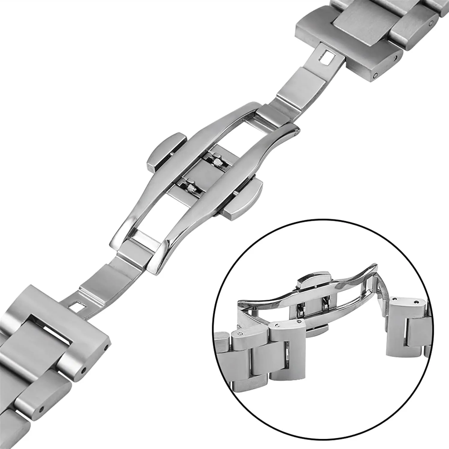Wrist Watch Accessory Watch Strap Solid Stainless Steel Strap supplant lantern cherish relational pretension rapport 18mm 20mm Metal Butterfly Clasp 