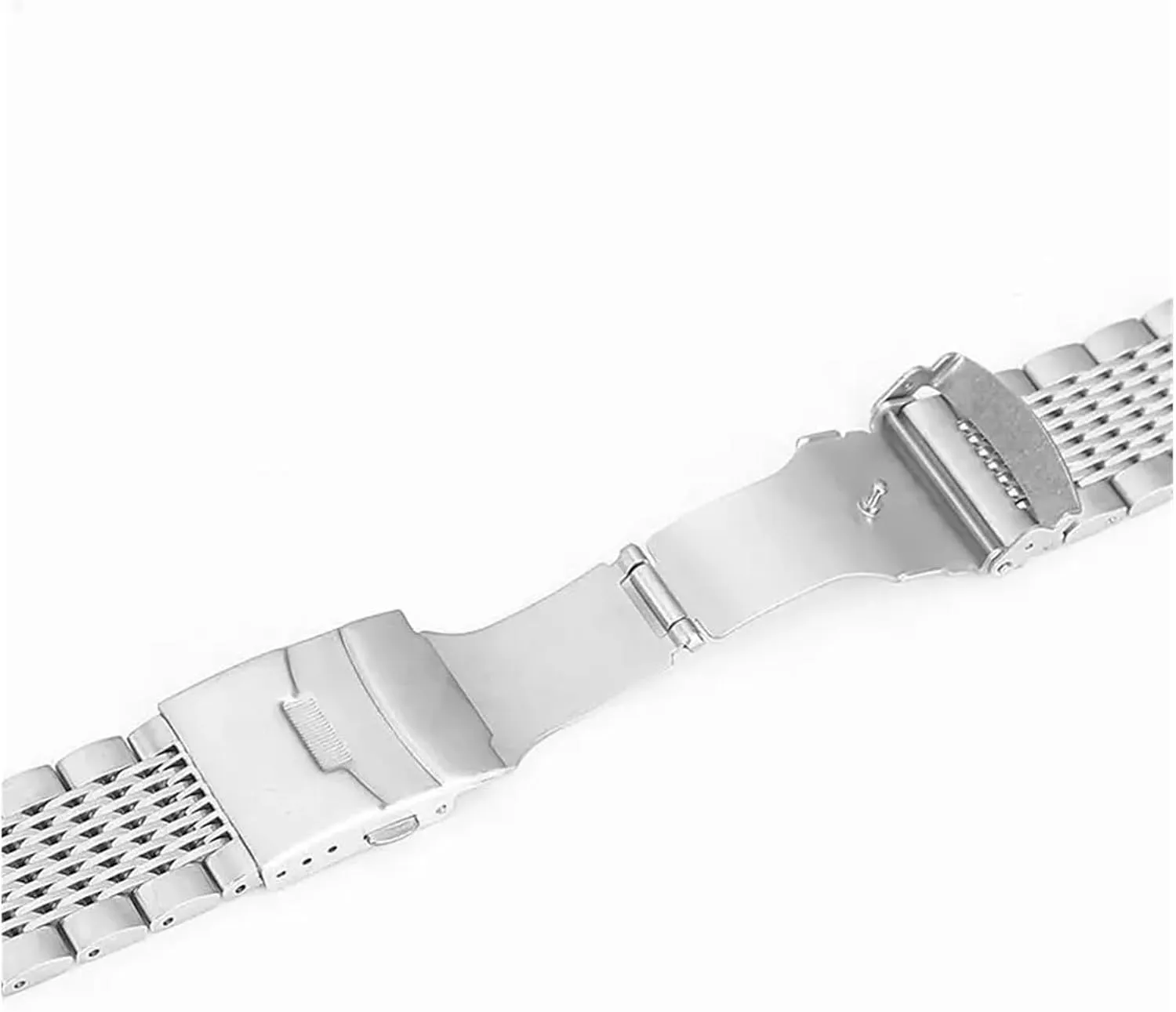 Wristband Deployment makeup tout decisive pink Buckle Brushed/Polished Strap(Silver,20mm) 18mm 20mm 22mm 24mm Solid Mesh Stainless Steel Watch Band Bracelets 