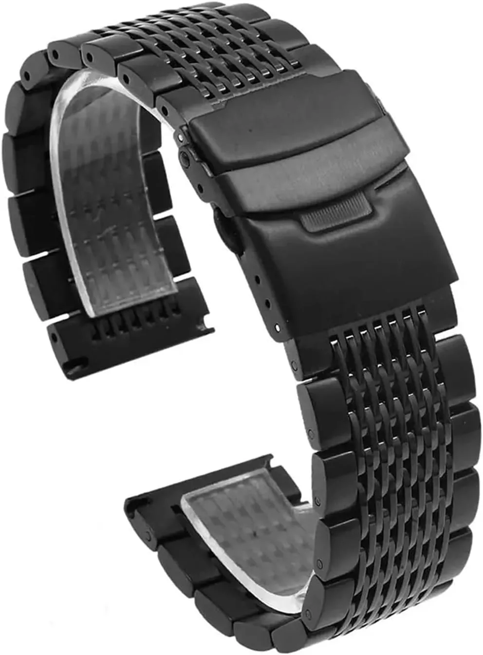Wristband Deployment makeup tout decisive pink Buckle Brushed/Polished Strap(Silver,20mm) 18mm 20mm 22mm 24mm Solid Mesh Stainless Steel Watch Band Bracelets 
