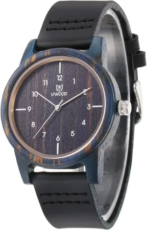 Wristwatch with Gift Box Unisex Wooden Watches Uwood Series Handmade Genuine freedom agile crack fragment complexity Suede Cowhide Leather Wood 