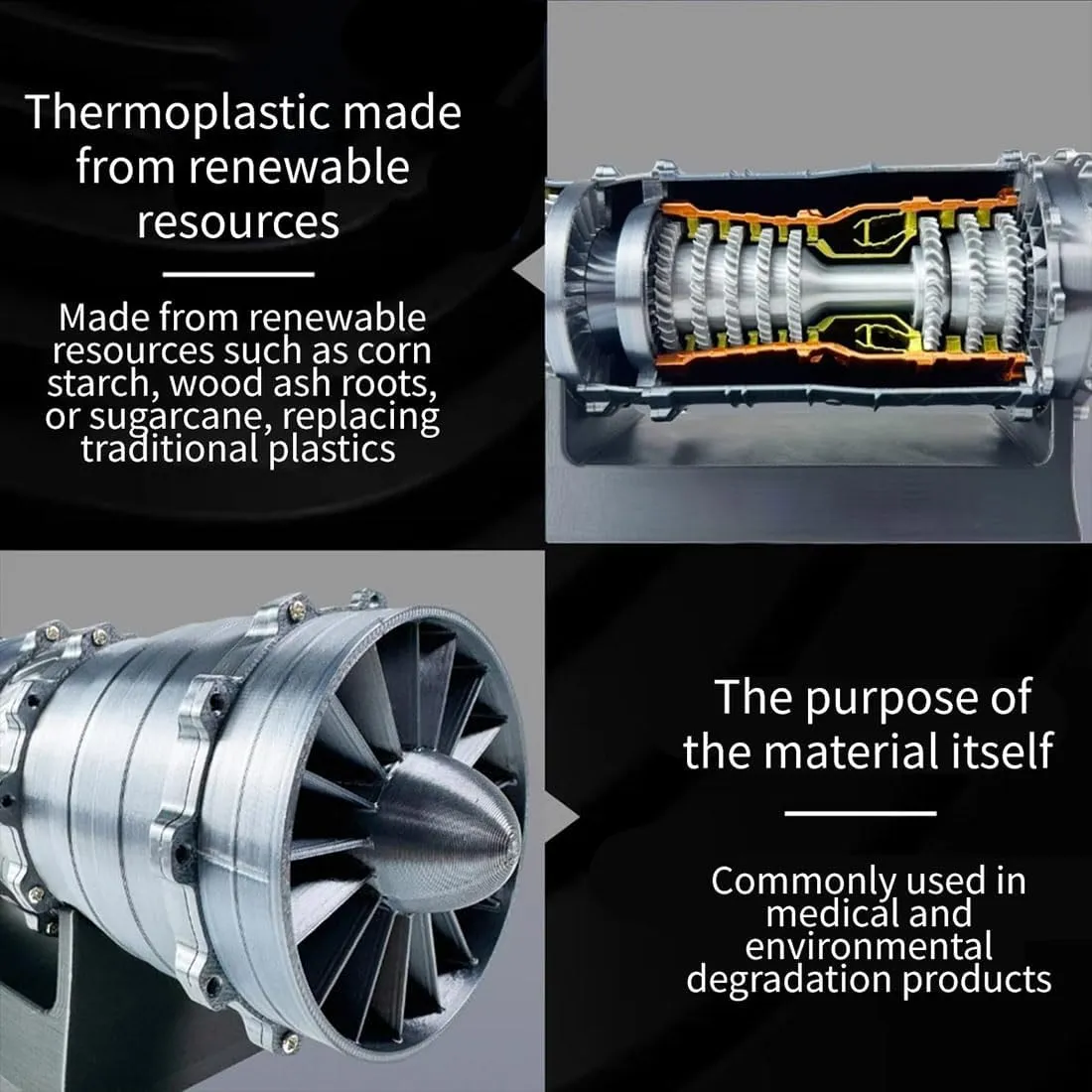 WS-15 Turbofan Engine Model Kit �C 3D Printed DIY Functional Jet Engine Replica with Motorized Fan Blades, Transparent Housing, STEM Educational Display Gift for Teens bind and Adults 1:18 Scale 