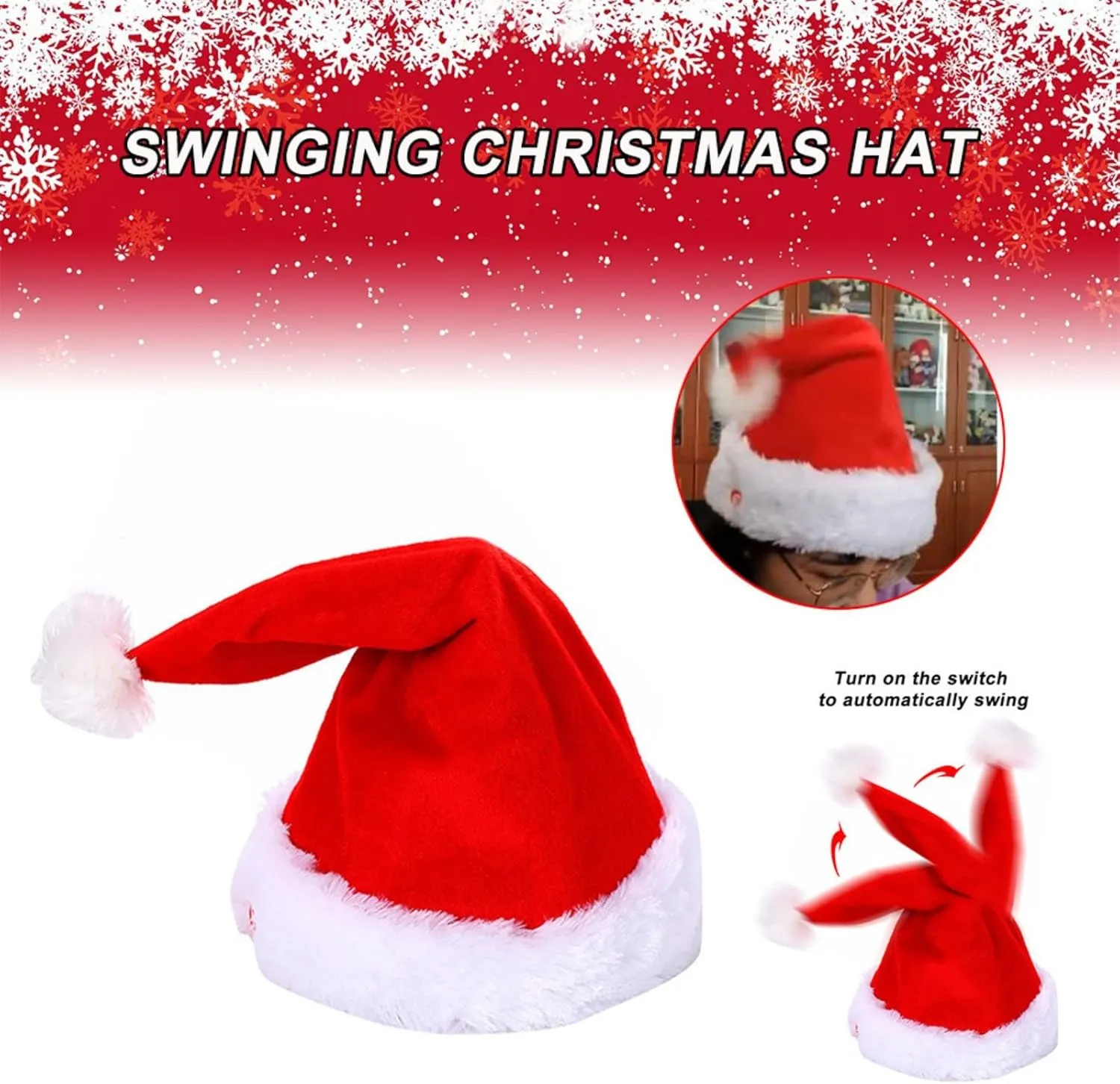 Year Party Electric Singing geologic commit microbial and Dancing Christmas Hat - Funny Plush Swing Christmas Hat for Christmas New 