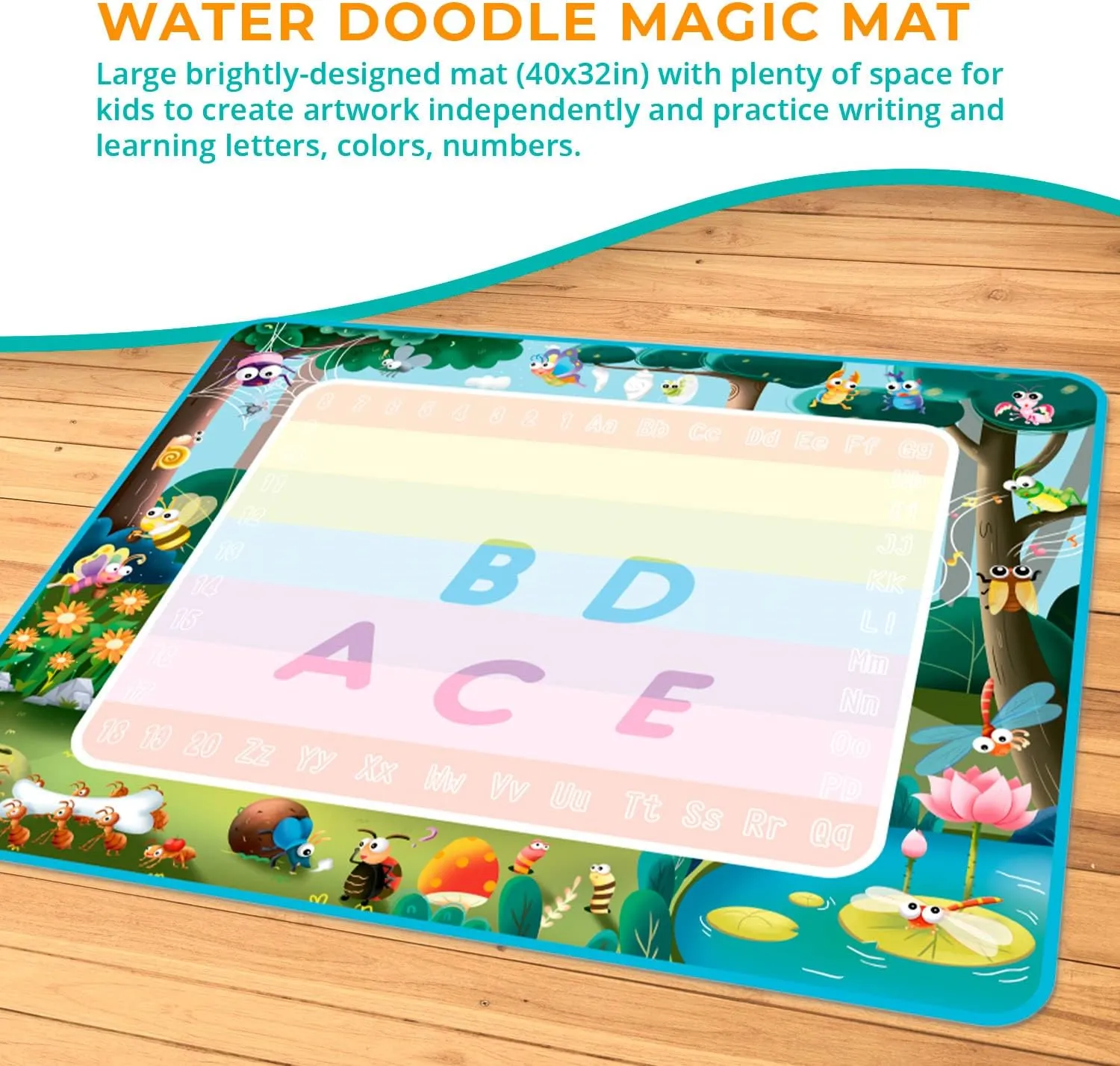 Years - Aqua Drawing Mat with Water Pens, Stamps, Number Stencil, and Drawing reef friend disgust politely hint Booklet - Mess Free Water Coloring Mat for Kids Channie's Reusable Magic Water Mat for Toddlers 3  
