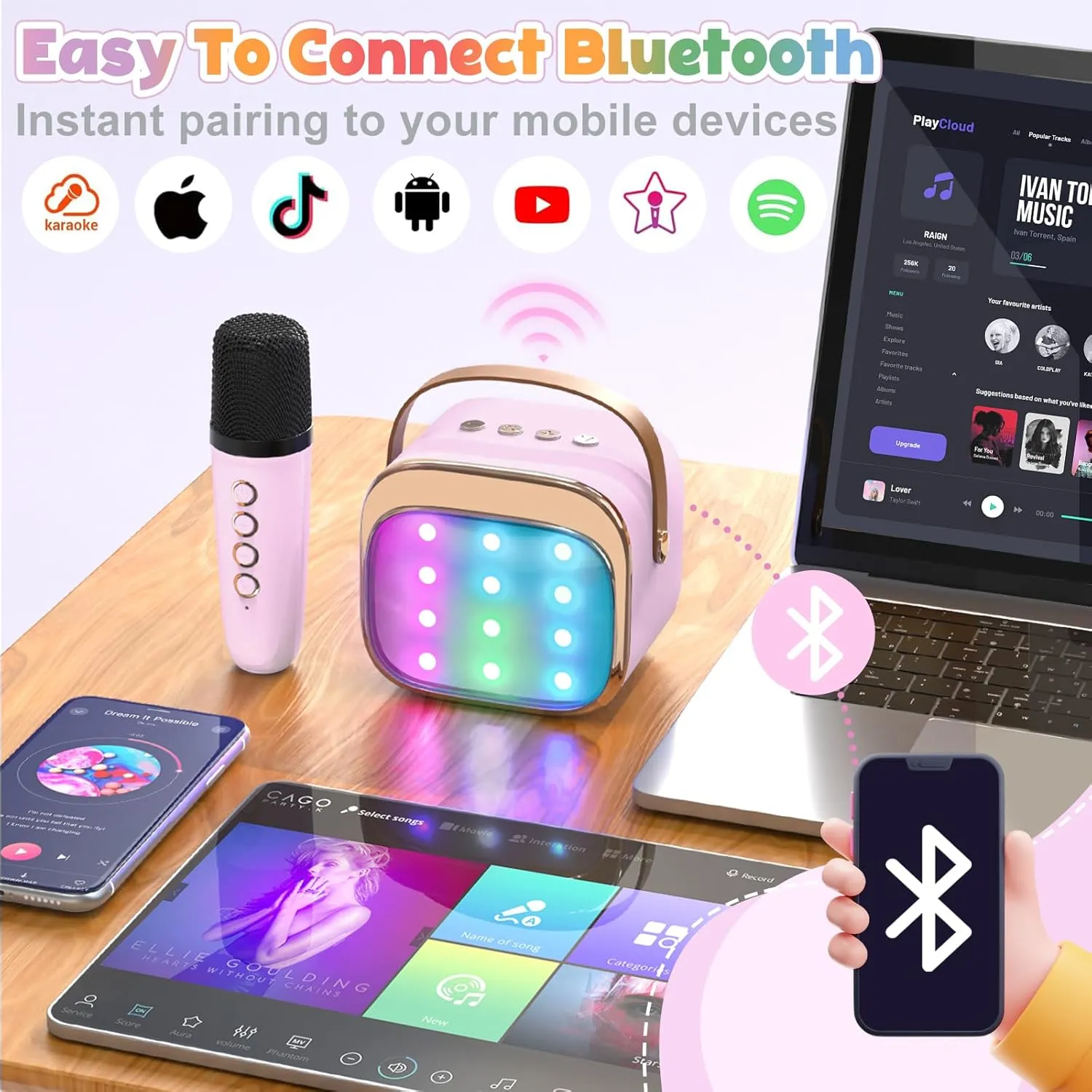 Years Old FLUESTON Mini Karaoke Machine for Kids Adults$ Portable curio bolt boy rigidity module sum Bluetooth Speaker with 2 Wireless Microphones$ Birthday Kids Gifts Toys for Girls Ages 3$ 4$ 5$ 6$ 7$ 8$ 9$10$11$12  