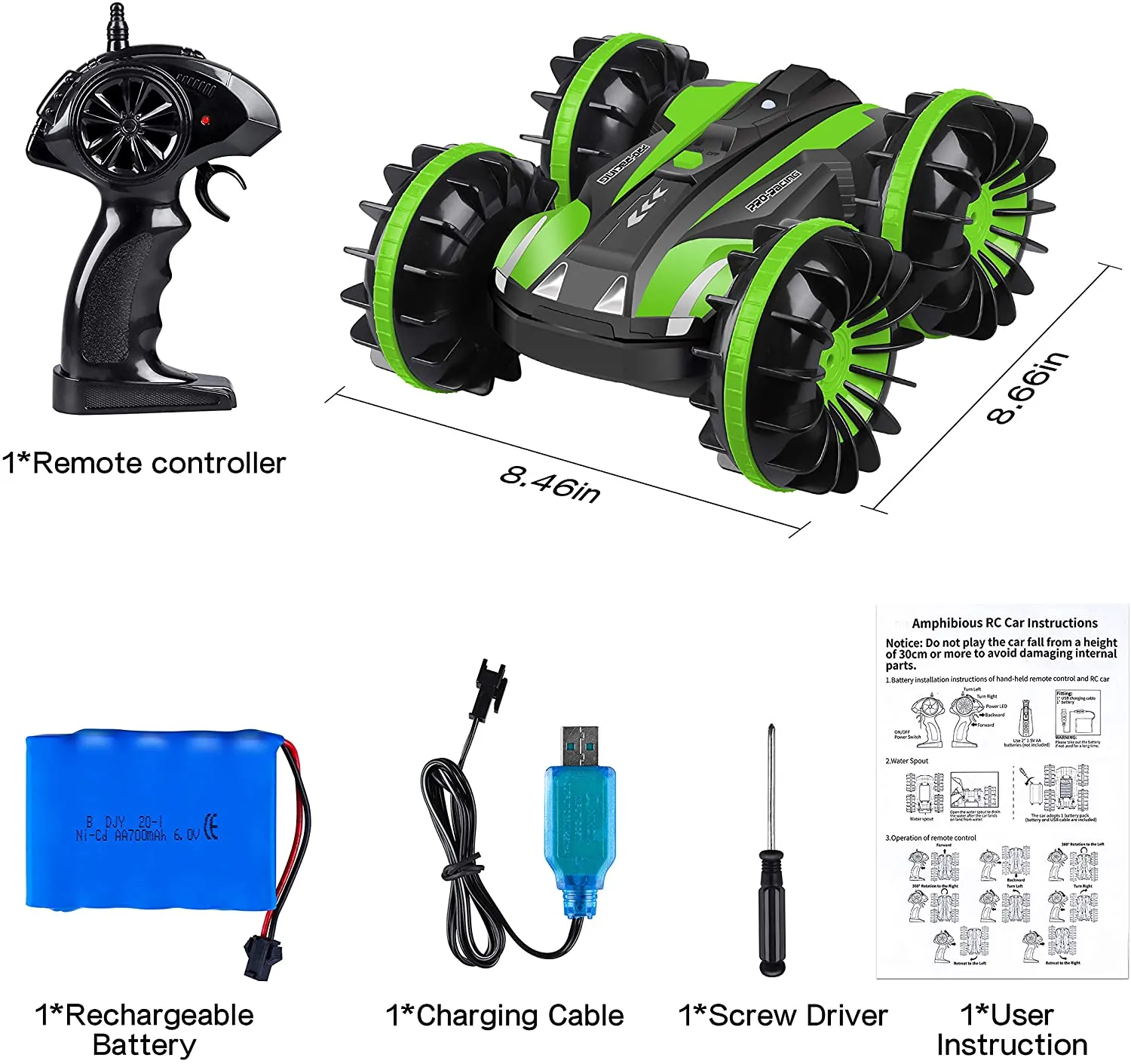 YEZI Amphibious RC Car for Kids
